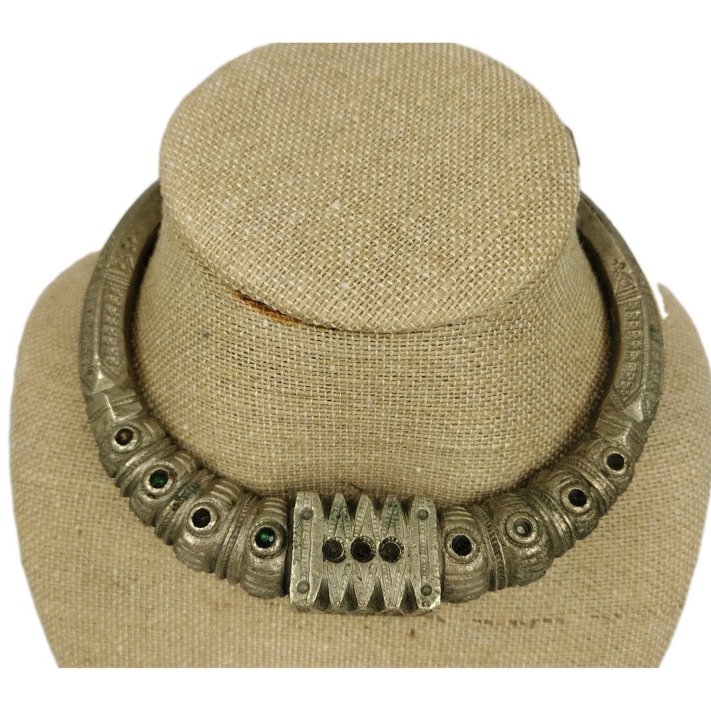 Vintage Baluchi Tribal brass Torque Necklace Heavy Afghan Kuchi Hasli Choker
